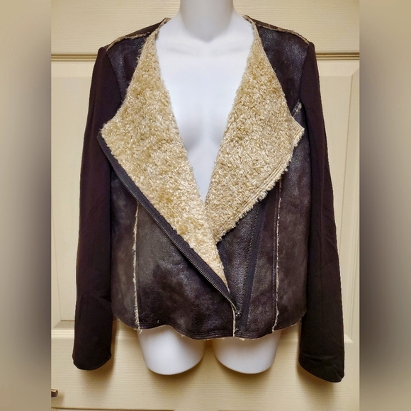 Ella Moss Womens Metallic Collarless Long Sleeve Side Zip Jacket Silver Size M - Picture 6 of 12